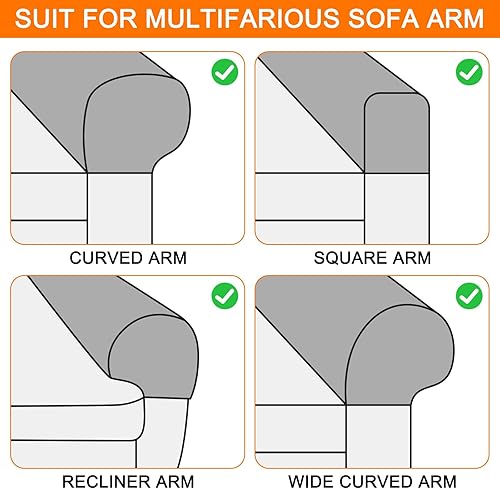 Miniatura 6 de uxcell Fundas elásticas para reposabrazos y sillón antideslizantes para sillas, sofás, fundas de brazo para sofá reclinable, 1 juego con pasadores