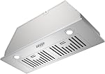 Hermitlux 30 inch Hotte de portée intégrée/insert 600 CFM 3 Capuche à vent de vitesse, cabriolet, en acier inoxydable avec lumière LED Filtres à lumière, à baffles et à charbon