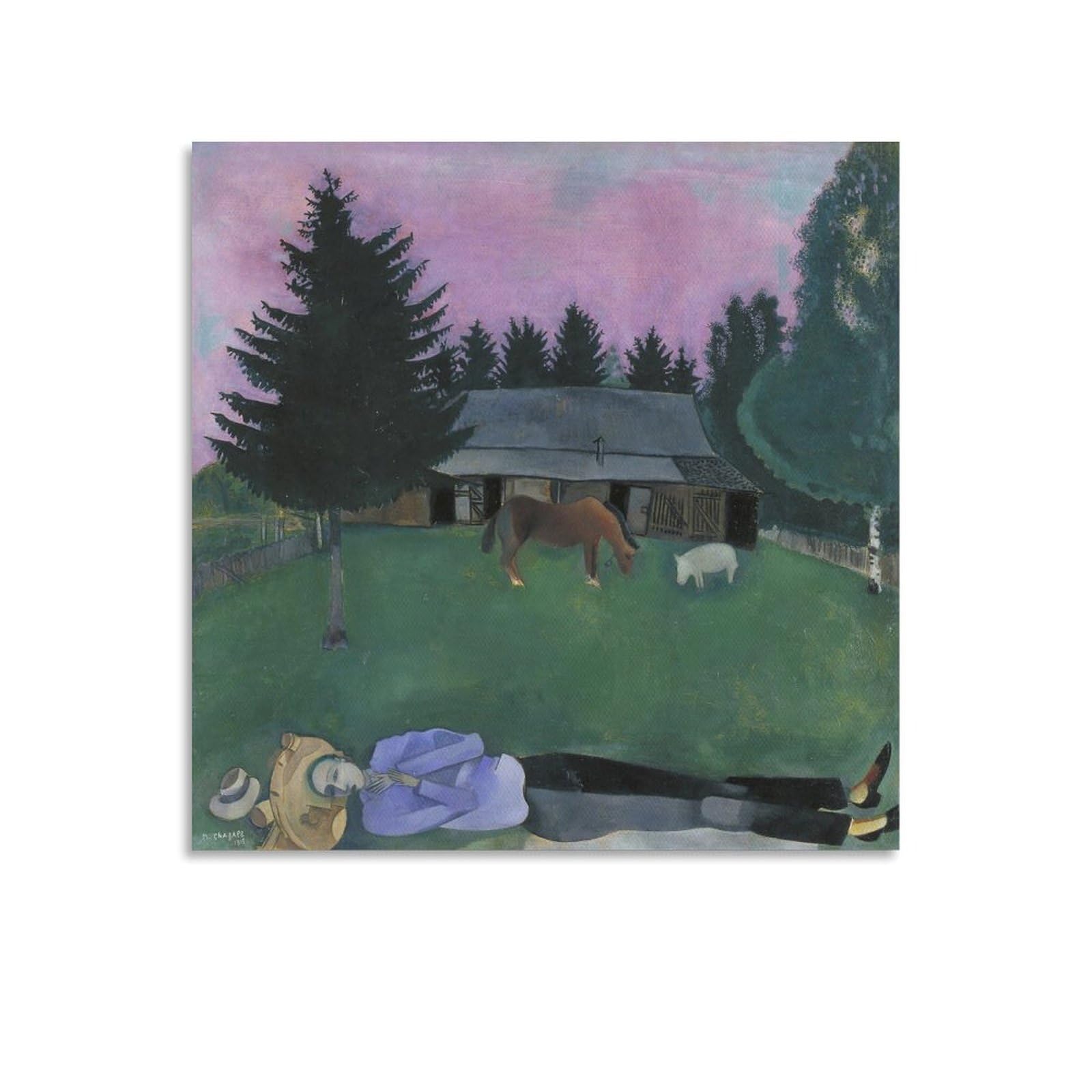LZTEN The Poet Reclining by Marc Prints Chagall Prints Posters Canvas Wall Art Oil Paintings Deco Unframed 12x12inch