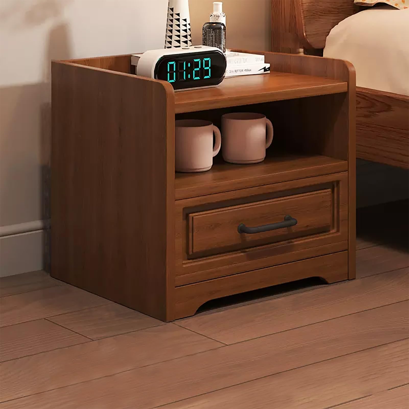 Bedside Table for Bedroom, Nightstand, Modern Bedside Desk With Drawer and Open Storage Shelf, Side Cabinet, Bed end Table, Bed end Table Narrow, for Bedroom, Living Room (Color : Brown, Size : A 40