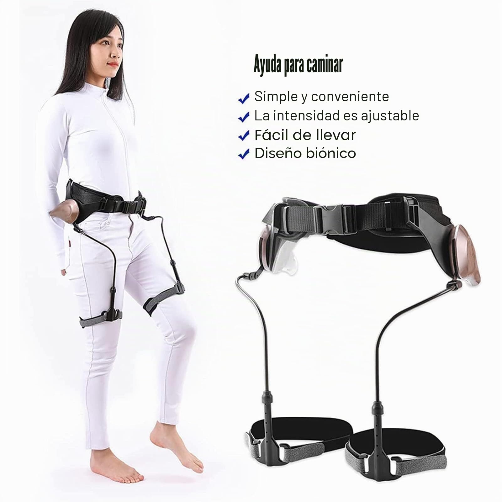 Exoesqueleto ajustable para caminar: dispositivo biónico de apoyo para la rehabilitación de piernas, andador de potencia de 3 niveles para asistencia de movilidad en personas mayores y recuperación de