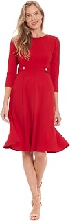 Women's A-line Midi 3/4 Sleeves-Cocktail Work and Special Occasions-Versatile Wedding Guest Dresses