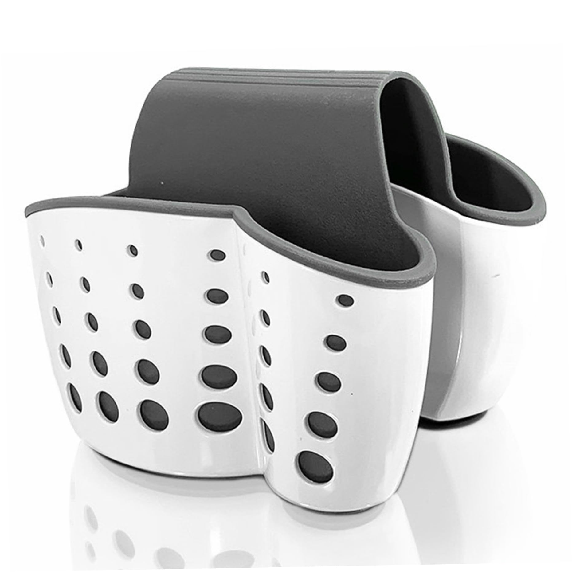 Gcroet Sink Sponge Holder, Plastic Kitchen Sink Caddy, Saddle Faucet Sponge Caddy with Drain Hole, Kitchen Holder for Brushes, Sponges, Soap, Utensils.