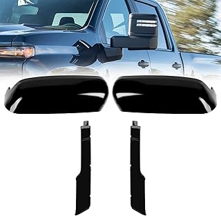 Glossy Black Clip-On Towing Mirror Covers Replacement for Chevy Silverado / GMC Sierra 2500HD/3500HD (2020-2025)
