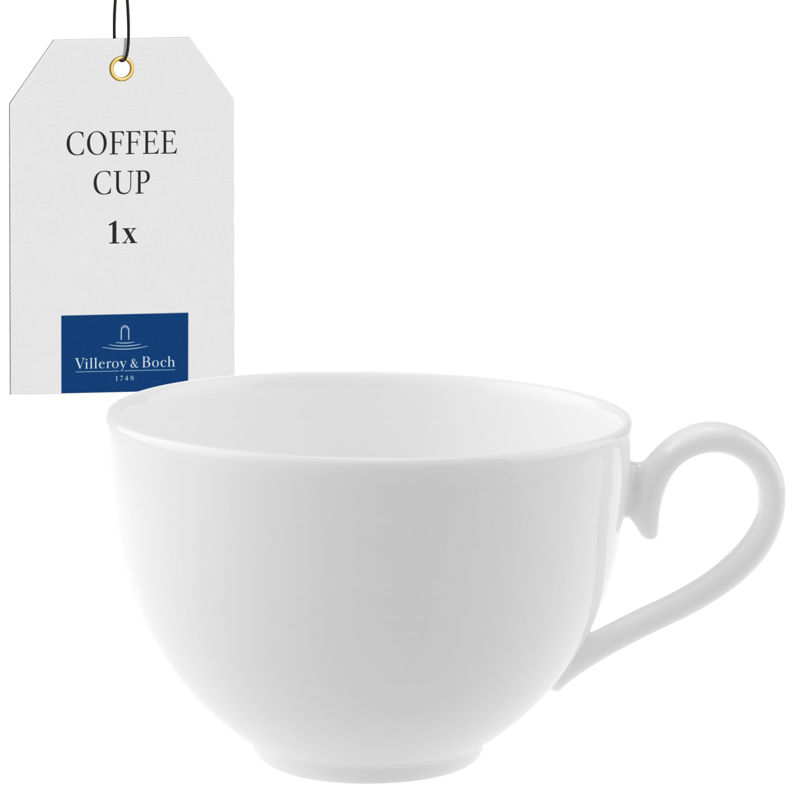 Villeroy & Boch White - Royal Coffee Cup, Premium Porcelain Filigree Cup With Curved Handle, Dishwasher Safe, 200 Ml