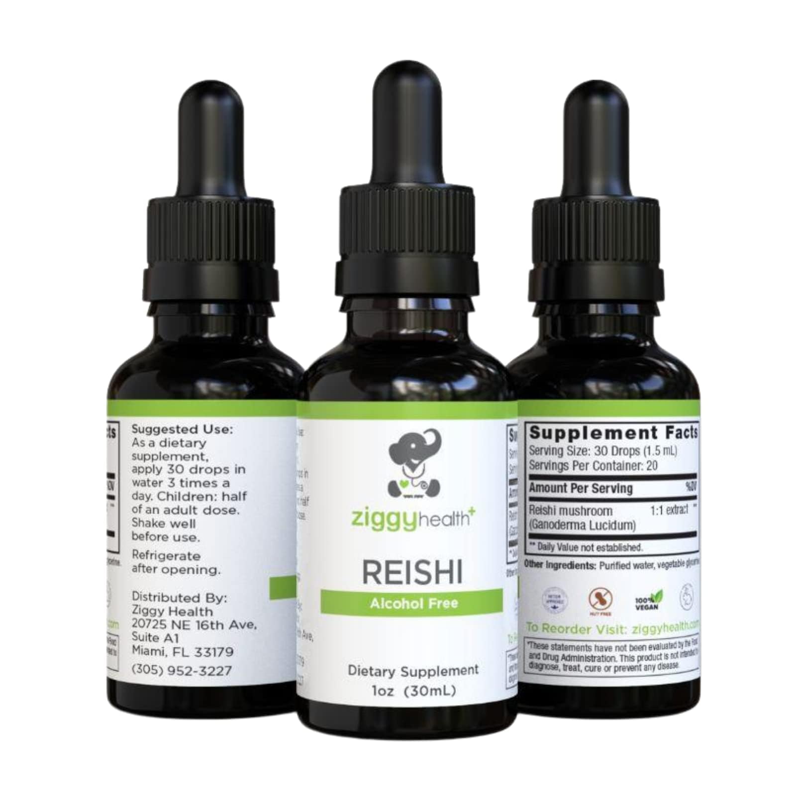 Reishi Mushroom Extract - Liquid Tincture - Supplement for Immunity Defense & Brain Support, Support Healthy Liver Function, Energy Booster, & Sleep Better, 1oz by Ziggy Health