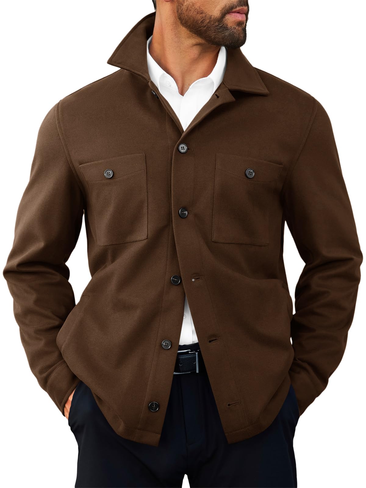 Mens Shacket Lightweight Casual Jackets Button Down Shirt Jacket-image-23
