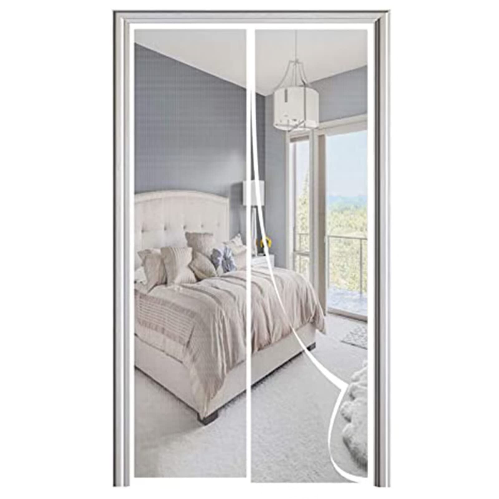 Window Magnetic Mosquito Net 105 x 235 cm Anti-Magnetic Mosquito Net Automatic Closure-Easy to Assemble Without Drilling for Living Room Door Balcony Patio, White