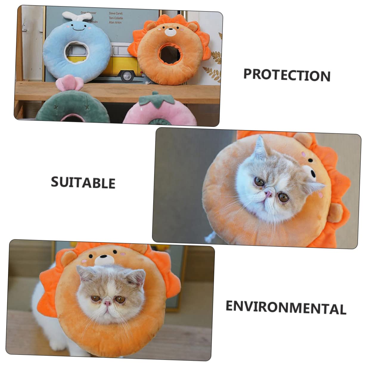 Ipetboom 3pezzi Collare Protettivo Per Gatti Design Cartone Animato Materiale Sicuro e Traspirante Adatto Per Da Ferite Previene Leccate e Graffi Misura Per La Maggior Dei Gatti
