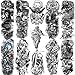 Produktbild FYPEEXO 11 Blätter Groß klebetattoos Armee Full Arm temporäre Tattoos Männer Frauen Jungs Party Zubehör Fake temporäre Tattoo Ärmel Sleeve Tatoos Klebe Damen Pilot Militär Soldaten Schwarz Farbe Haut