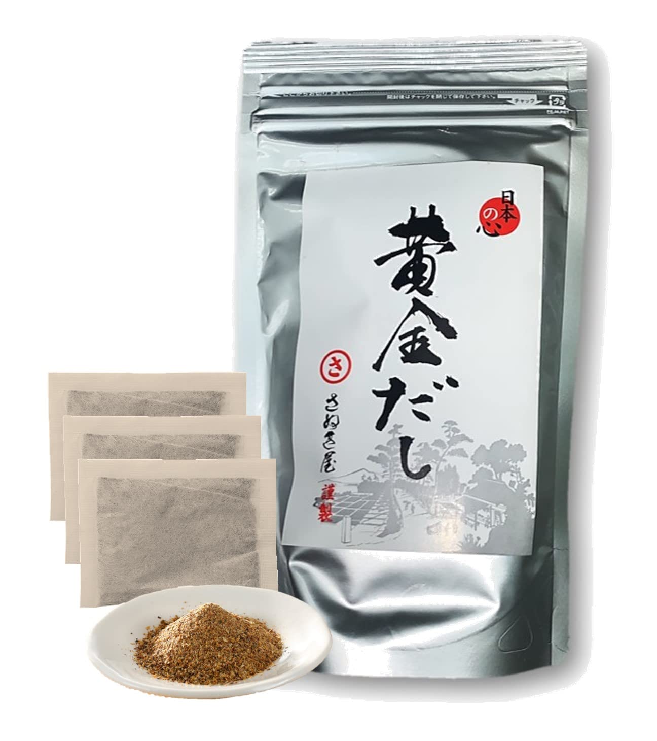 UMAMI DASHI Golden soup stock 0.3 oz (18 pcs)…. The raw materials are AGO (flying fish), KATSUO(dried bonito), SABA(dried mackerel), KONBU(kelp), and SHIITAKE mushrooms. All made in JAPAN.… (18 pcs)