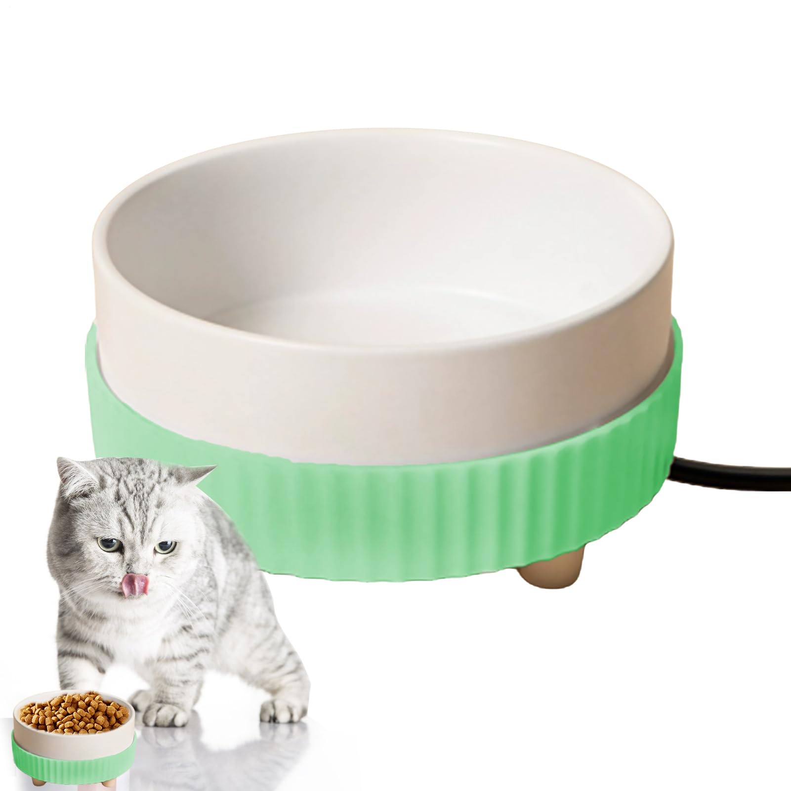 Heated Cat Bowl | Thermostatic Cat Heating Bowl - Noiseless Ceramic Water Water Fountain, Heating Animal Drinking,for Cats Dogs Puppy