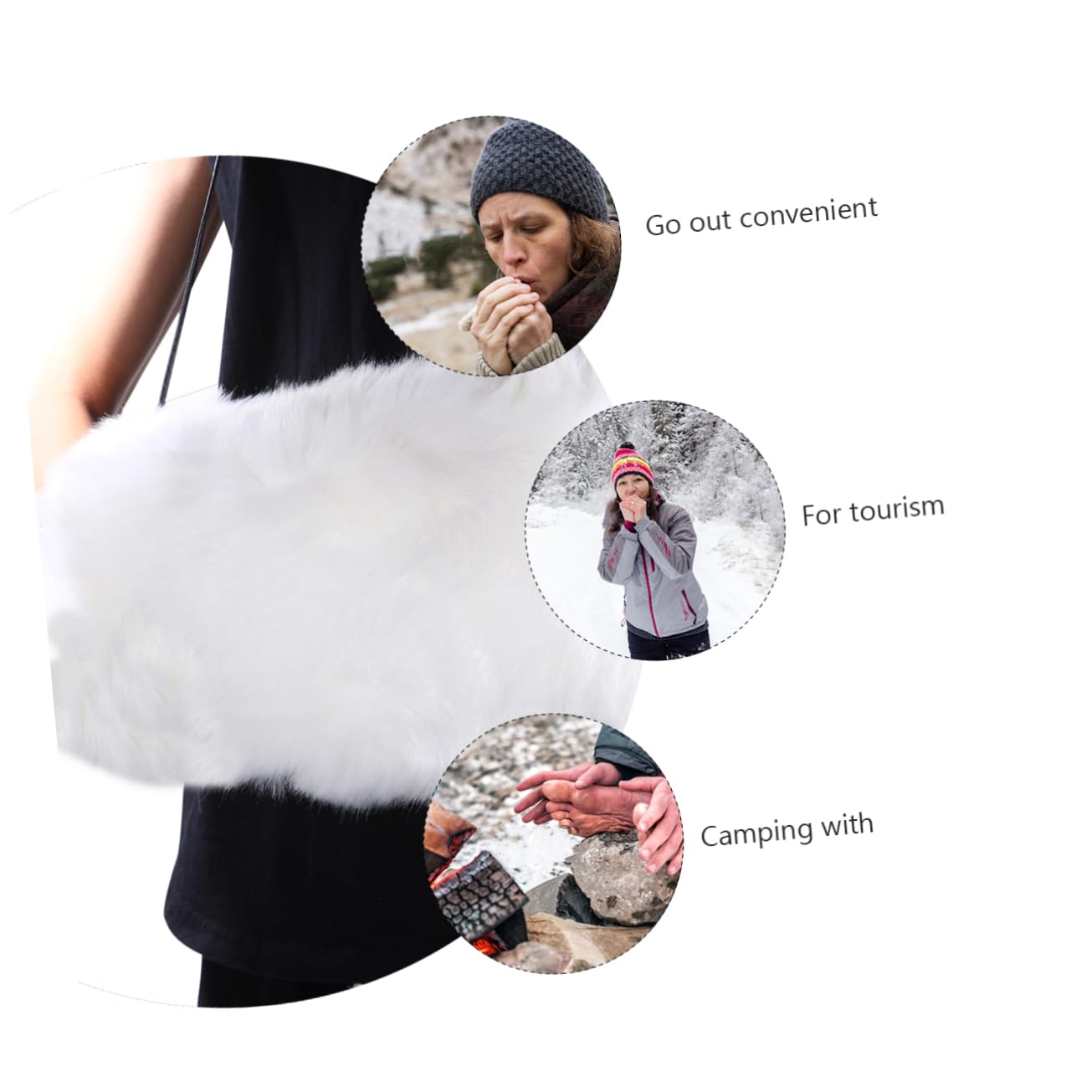 Calentador De Manos De Piel De De Imitación Silenciador De Manos Orejeras Peludas Guantes De Lana Cálidas Manos para Mujer Orejeras Calentadores De Manos Calentador De Manos
