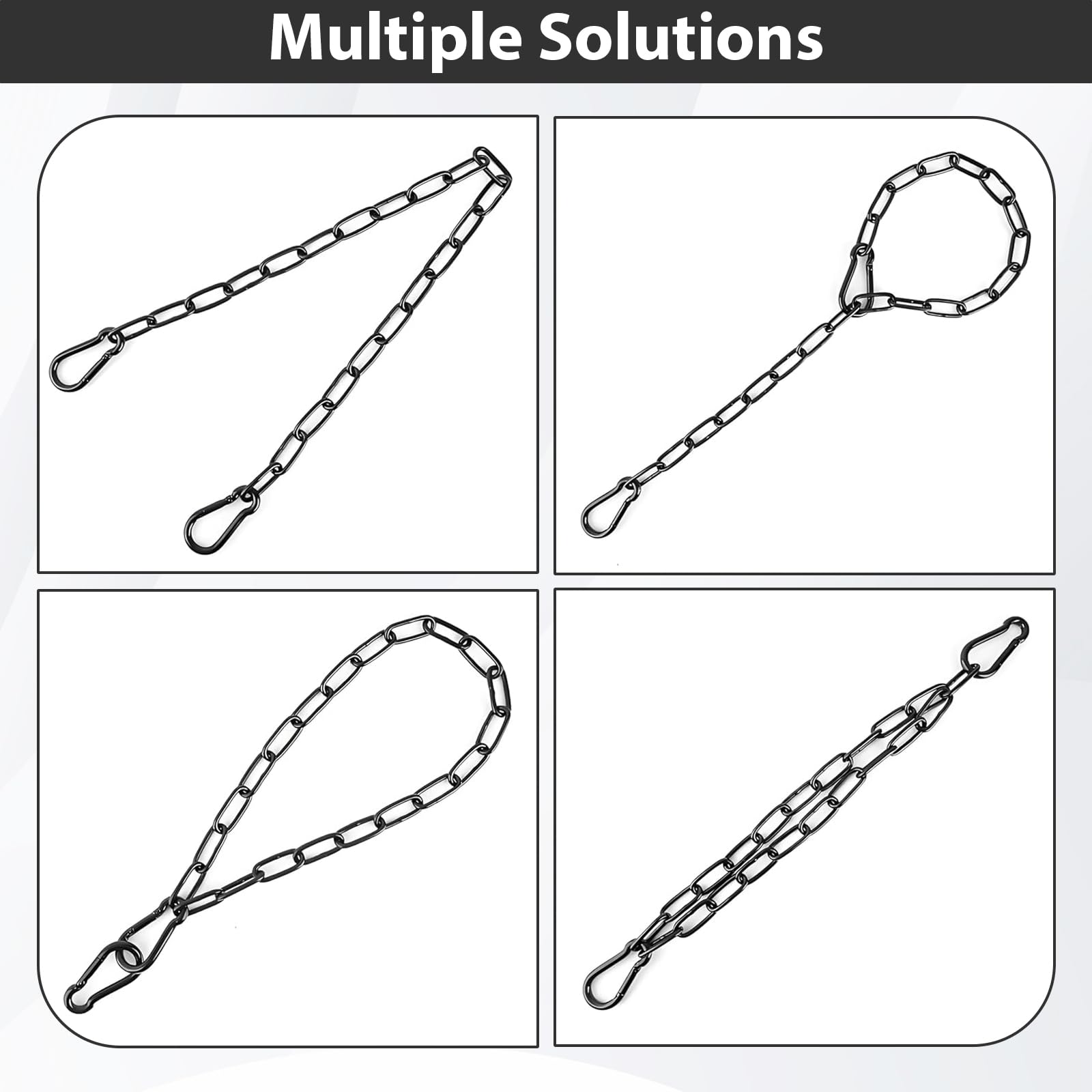 2 Pcs Gate Chain Lock,Black Metal Chain ,Stainless Steel Gate Link Chain Lock with 2 Detachable Carabiners for Outdoor Fences Pet Cages - Image 4
