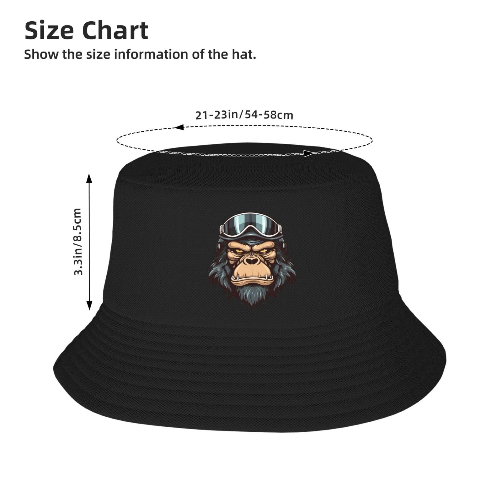 Bucket Hats Fashion Sun Cap Packable Outdoor Fisherman Hat for Women and Men Biker Gorilla 1 Bucket Hats