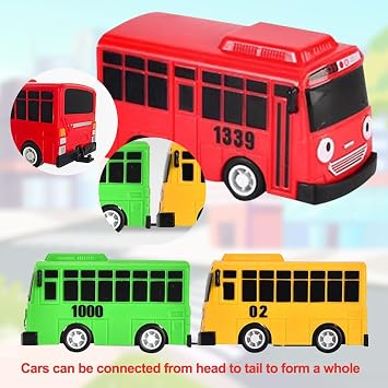 Bus Toy, School Bus Vehicles with Box, Children's Cars Playset,Friction-Powered Automobiles, 5PCS Pull Back Vehicles Model Car, Pull Back Toy Accessories Kids Gifts for Girls and Boys Ages 3 and Up-D