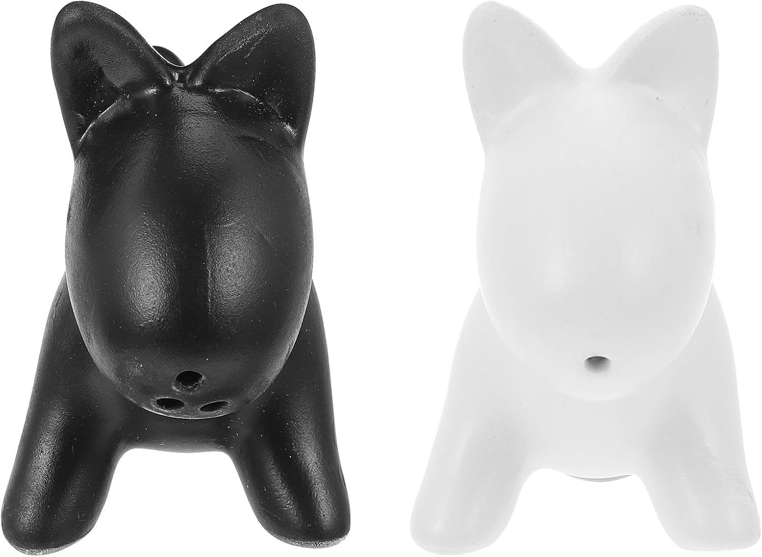2pcs Ceramic Dog-shaped Salt and Pepper Shakers Set, Black and White Porcelain Seasoning Containers with Holes for Kitchen and Restaurant Use