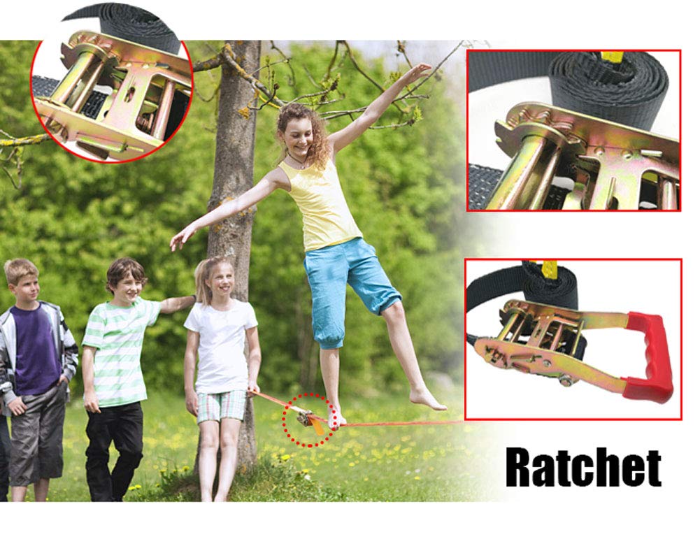 Slackline Kit, tragbares Balanceseil für Extremsport, inklusive Ratsche und Baumschutz, ideal für Anfänger und Kinder, einfache Trainingshilfe