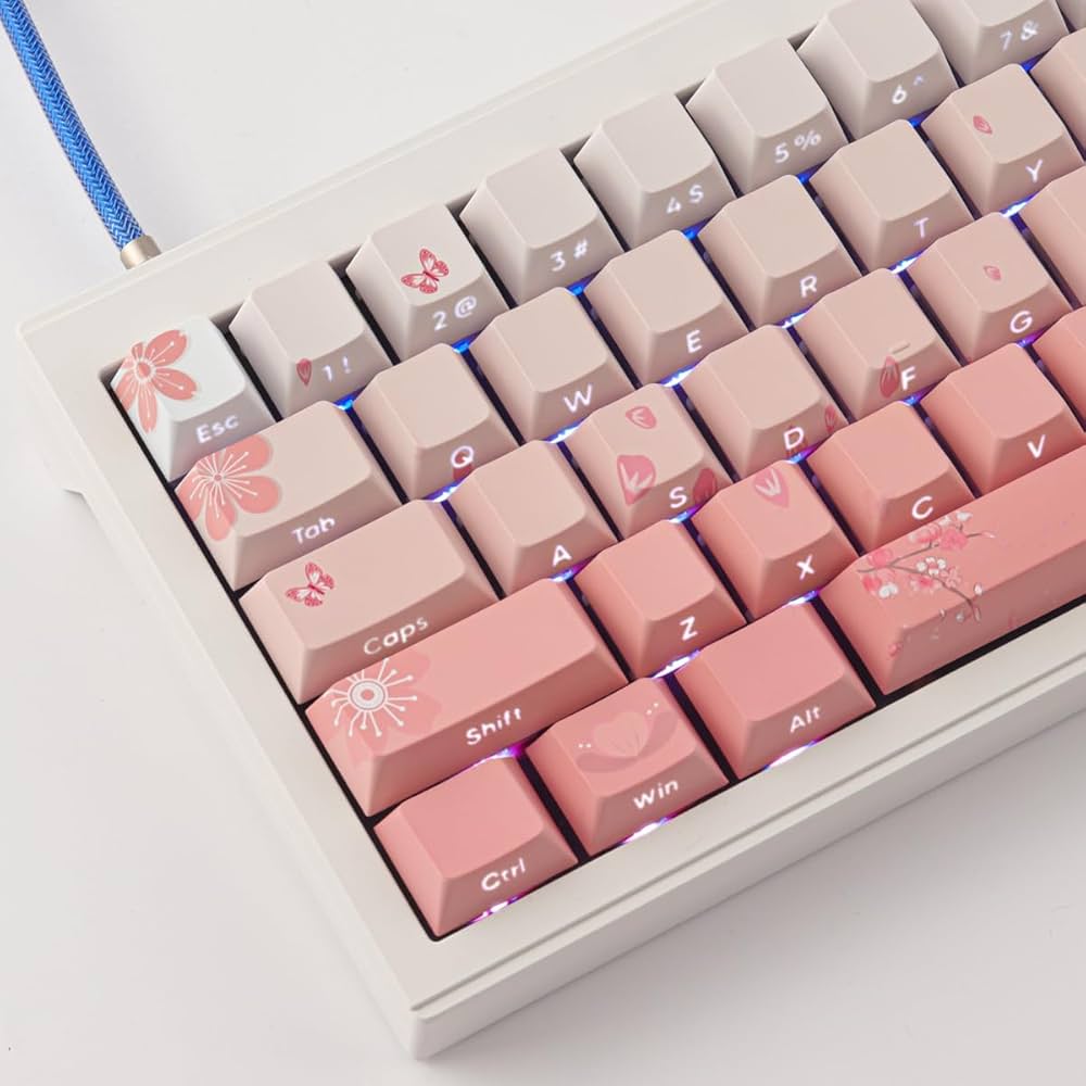 cherry様 Tsungup PBT Cherry Blossom Keycap Set - Custom Side Printed