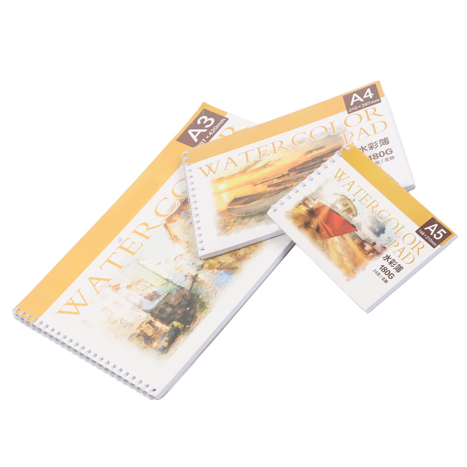 Wasserzeichenblock Aquarellpapier Professionell 3er Set 24 Seiten 180g Säurefrei A3 A4 A5 Skizzieren Malen Christmas Gifts