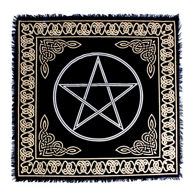 OCTAZI Altar Table Cloth Tarot Cards Bandana Tablecloth Wiccan Altar Tools Napkins Witchcraft Supplies Square Witch Pagan Spiritual Celestial Deck Witchy Spell Cotton Sacred Alter Cloth With Fringes