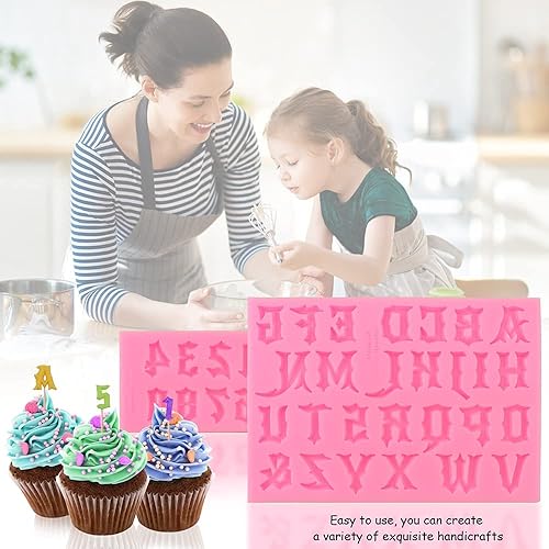 Miniatura 7 de 2 moldes de silicona con letras góticas y números, molde de silicona con letras únicas para dulces de chocolate, decoración de pasteles, molde de