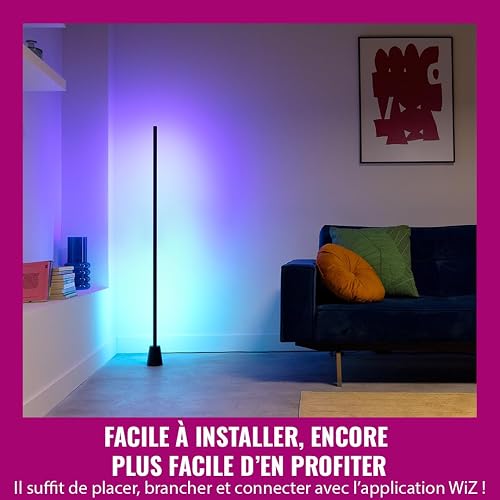 WiZ Lampadaire Gradient, Affichage multicolore RGBIC, Installation facile et design élégant, Connexion Wi-Fi, Contrôle par l'application ou par la voix, Compatible Google Home, Alexa et HomeKit - 7