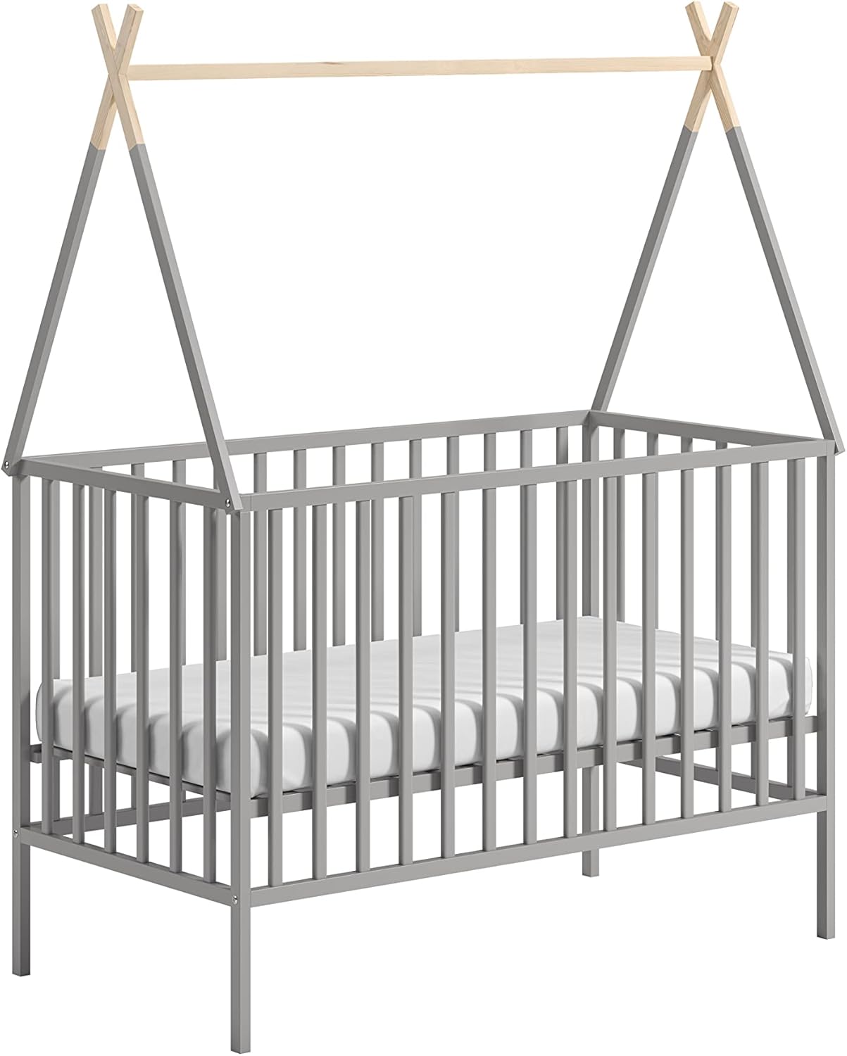 ATB - Cuna - Cama infantil para niños y niñas 3 niveles de ajuste del suelo debajo del colchón (cama gris cama)