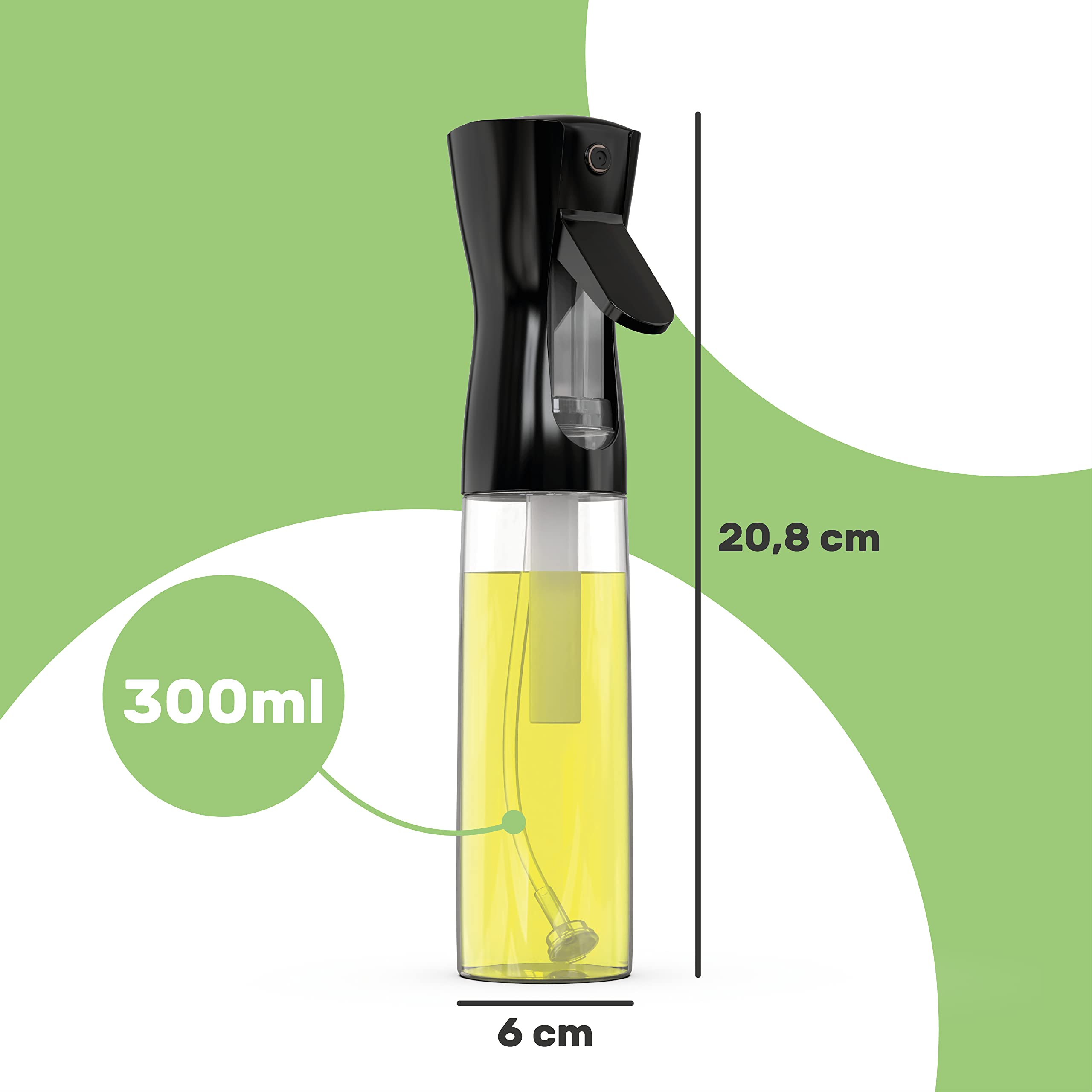 Opryskiwacz oleju. Spray do oleju kuchennego 300 ml Dozownik oleju w butelce z dozownikiem oliwy z oliwek rozpylacz oleju i octu do gotowania (czarny 1 szt.)