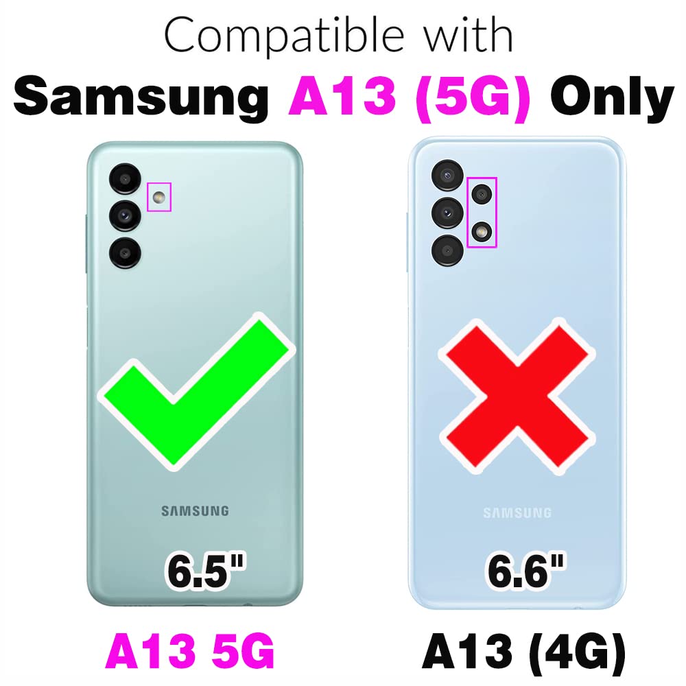 Asuwish Compatible with Samsung Galaxy A13 5G Wallet Case and Tempered Glass Screen Protector Flower Leather Flip Card Holder Stand Cell Phone Cover for Gaxaly A13 G5 Galaxies 13A SM A136U Men Purple