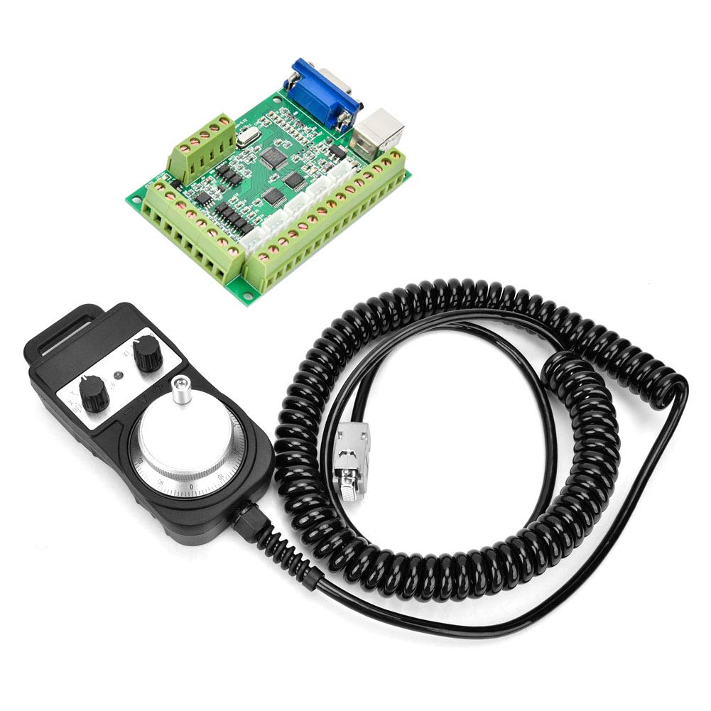 CNC Motion Controller, Green 5-axis MACH3 USB Interface Card CNC Motion Control Card + Handwheel Wit