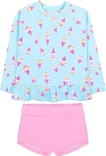 Bañadores de Manga Larga Sets Rashguard Traje de Baño Protección Solar Ropa de Baño para Niñas Traje de baño de Vacaciones para niños de verano para Natación Playa Surf