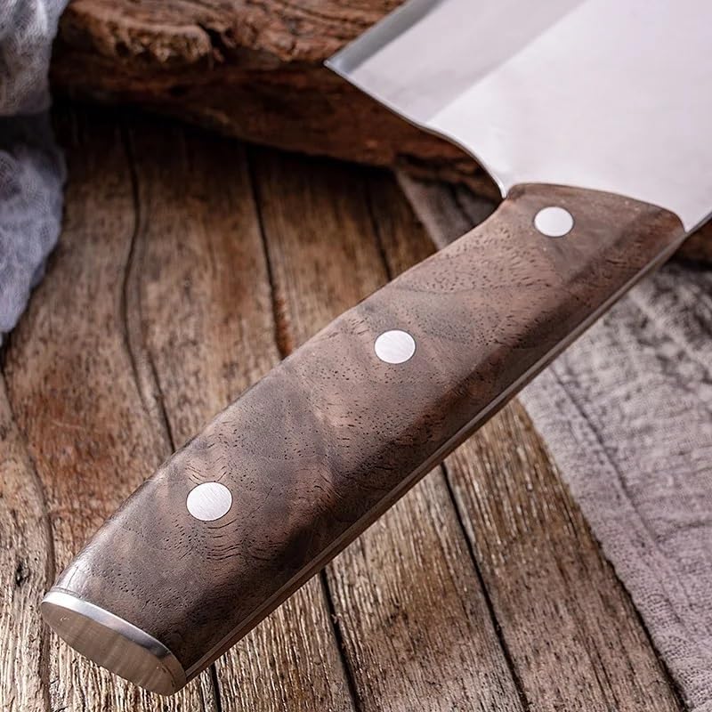 Meat Cleaver,Cleaver Knife 7.5 Inch Handmade 9Cr18MoV Steel Chefs Cleaver Mulberry Sang Knife For Cutting Meat Vegetable Fish Hotel Special Cutters (Size : Slicing Knife-A)