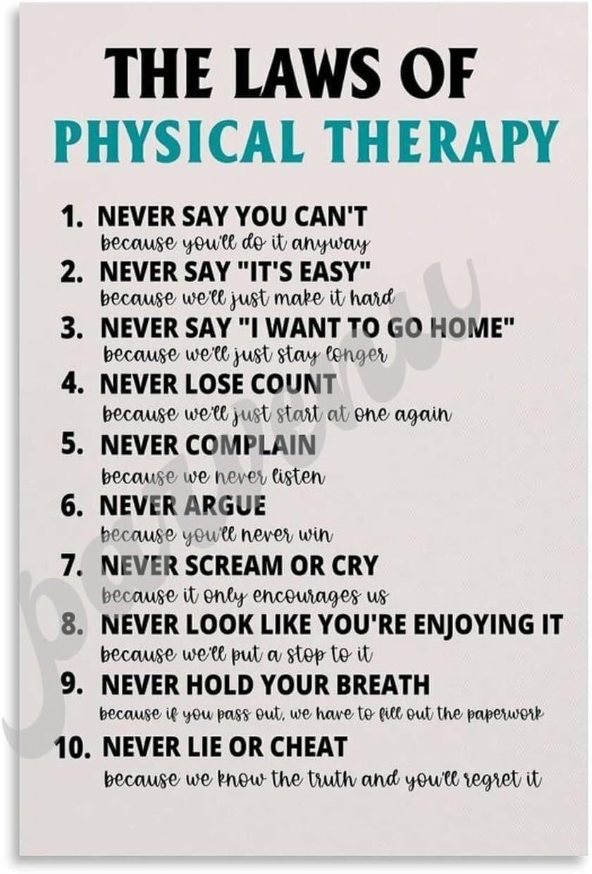 BYCIFRLG Inspirational PT Poster, Physical Therapist Quotes & Guiding Principles, for Clinic Rehab Center Wall(Framed,08x12inch(20x30cm))