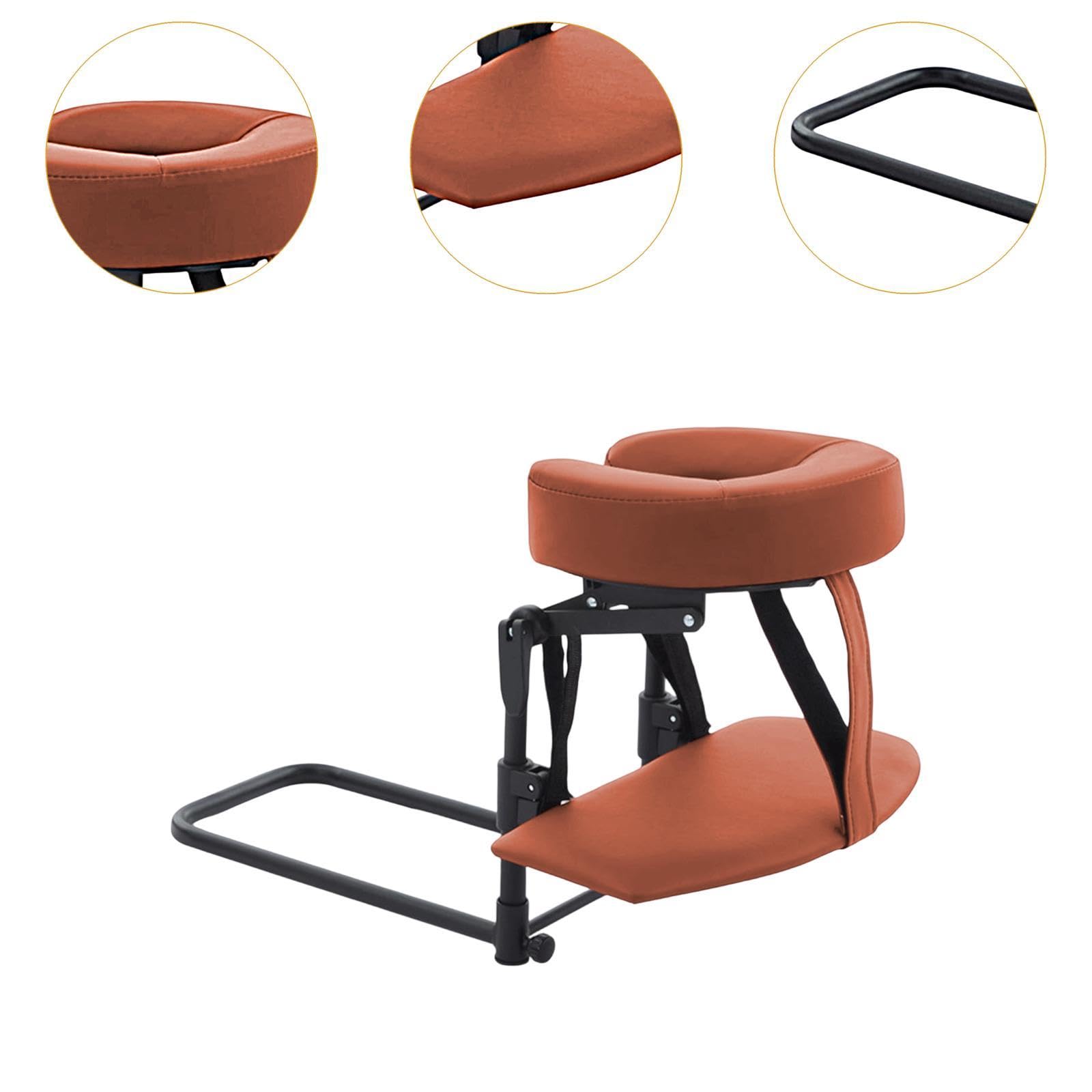 Oreiller de Massage Facial pour Lit, Appuie-Tête Ergonomique et Réglable avec Support pour Mains, en Mousse PU et Alliage, Kit de Soin pour SPA à Domicile/Institut de Beauté, Rouge Marron