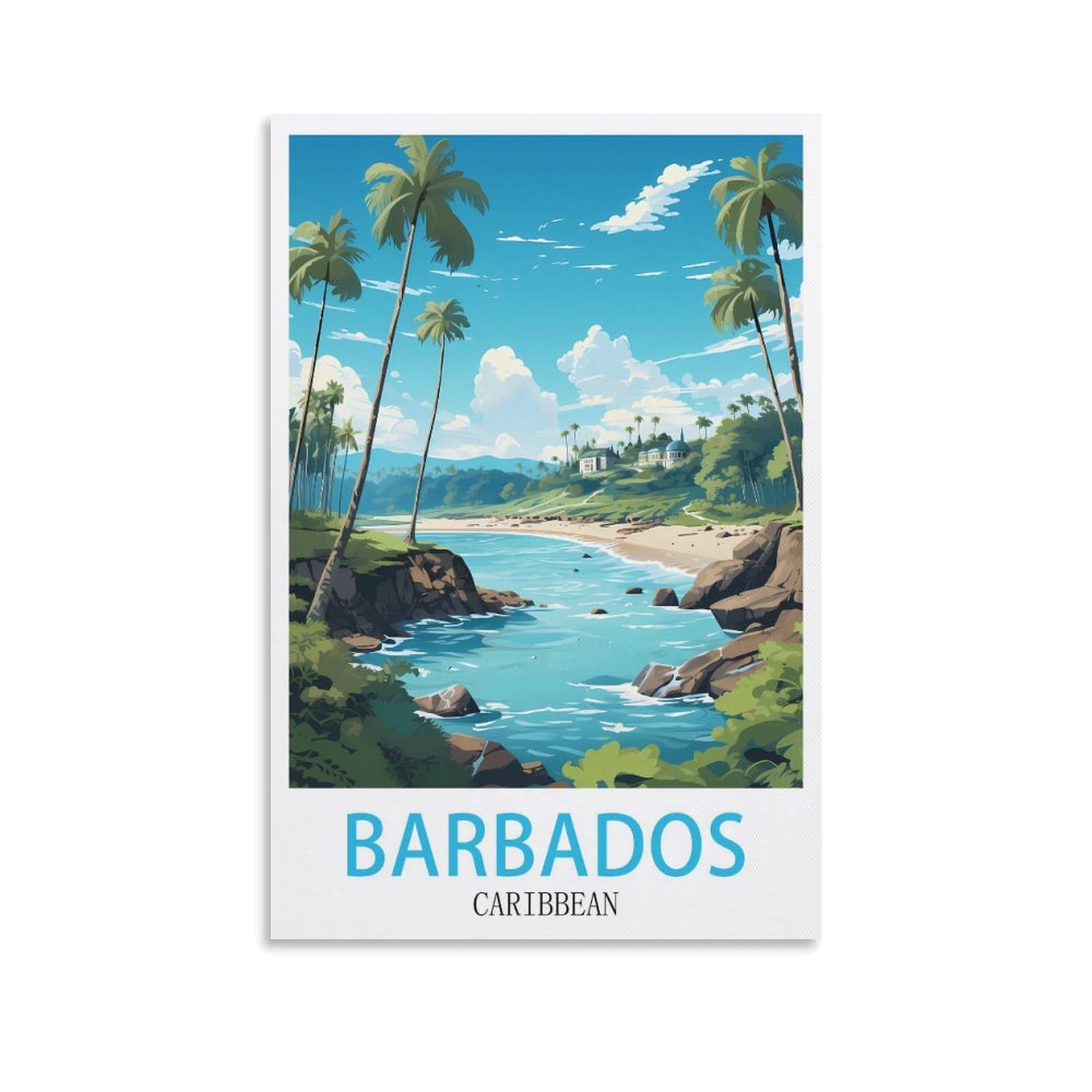 EZMLFA 5D Diamond Art Kits for Beginner,Barbados Caribbean,Diamond Picture Art for Beginner, DIY Gem Cross Stitch Creative Gift Home Wall Decor 40x40cm