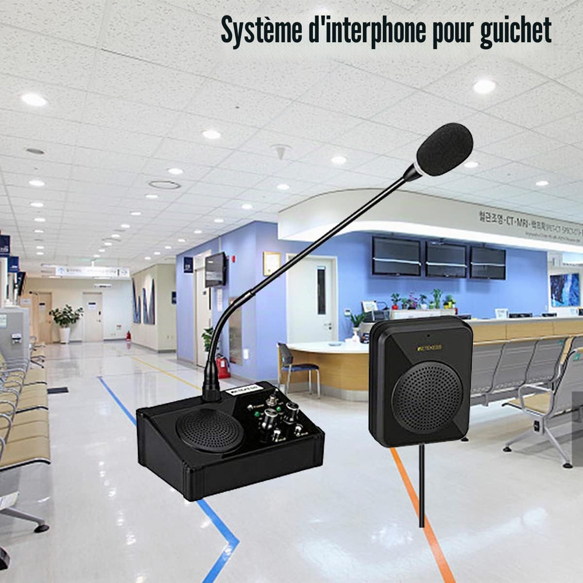 Retekess TW106 Haut-Parleur de Fenêtre, Interphone de Comptoir | pour Points de Contrôle Immigration, Cliniques, Banques, 2 Voies, Aucune Interférence de Bruit