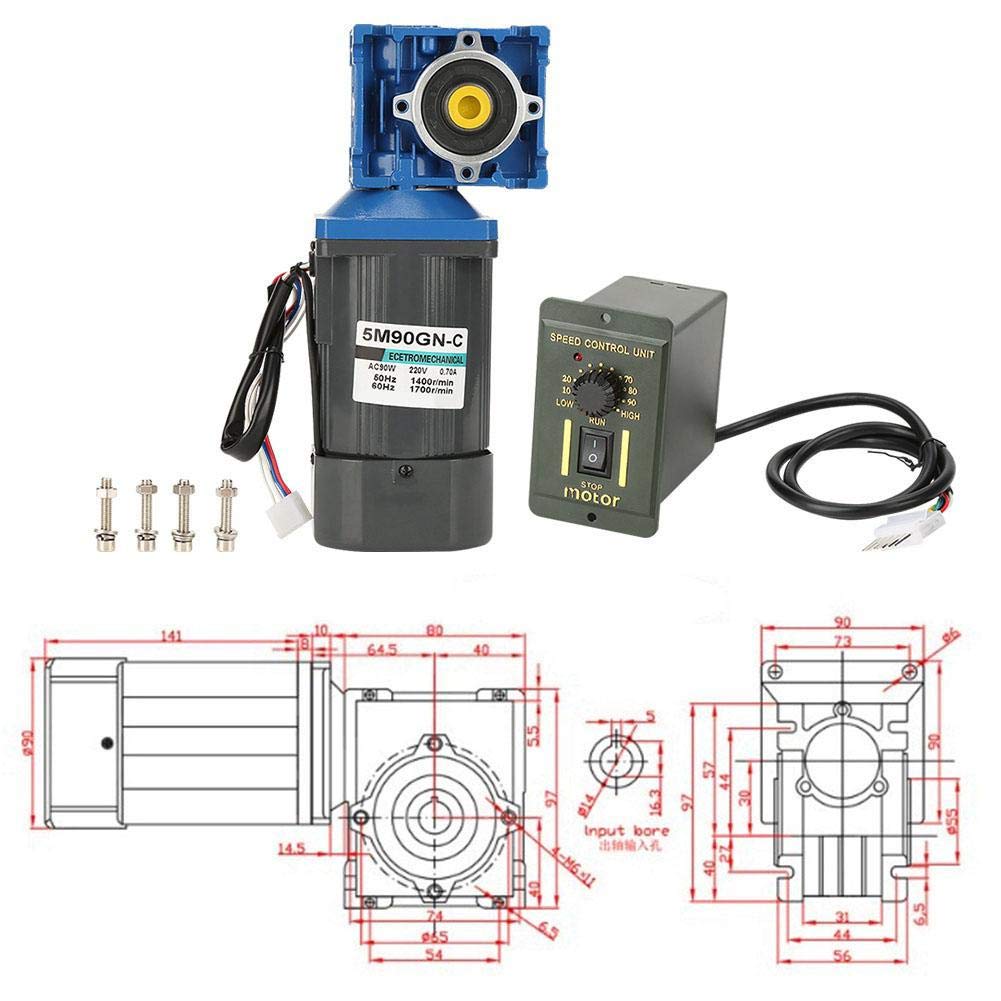 90 W przekładnia ślimakowa silnik CW CCW z regulatorem prędkości obrotowej AC 220 V (60 K)