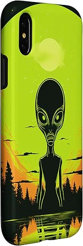Vista 6 de iPhone 14 Pro Cute Green Alien Head UFO Space Face Alien Case