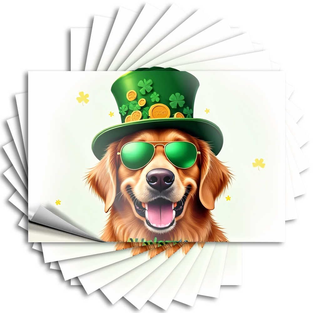 Guest Bathroom Decor Bumper - Crazy Billiard Door St. Patrick's Day Dog with Green Hat and Sunglasses(12X18CM)