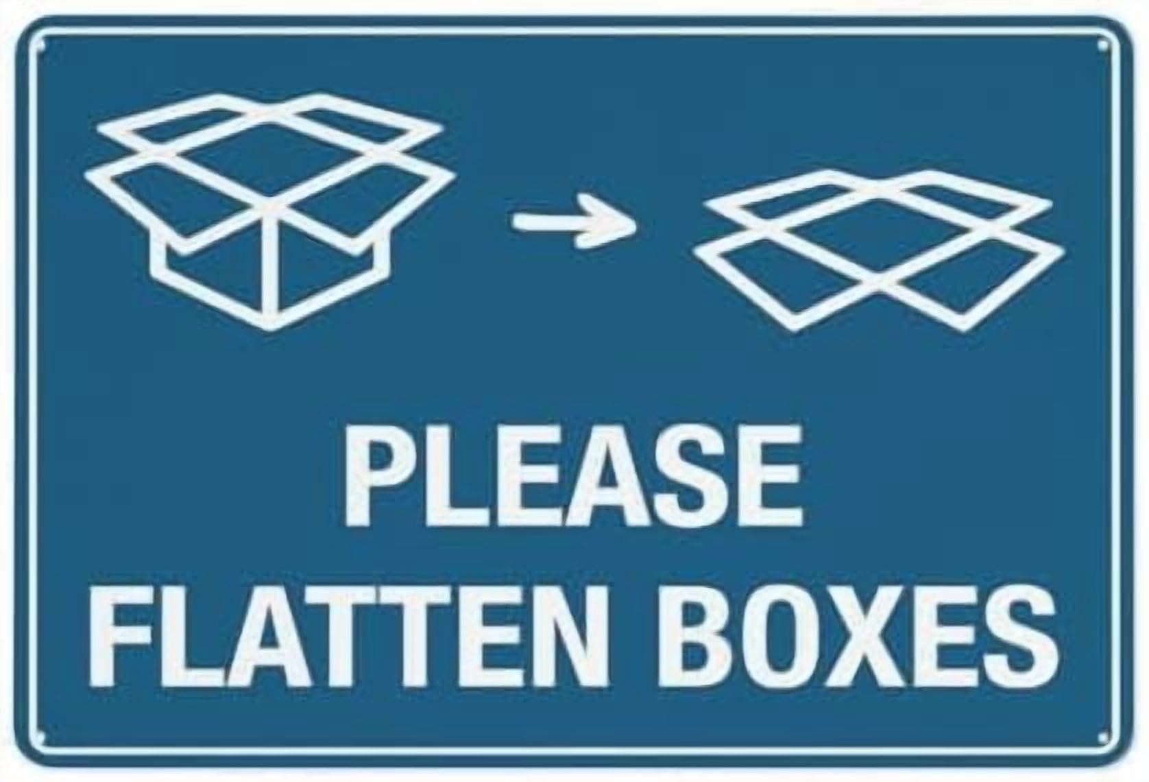(2-Pack) Metal Tin Sign Please Flatten Boxes Sign 8 X 12 Inches Rust Free - Uv Protected,Weatherproof And Fade Resistant