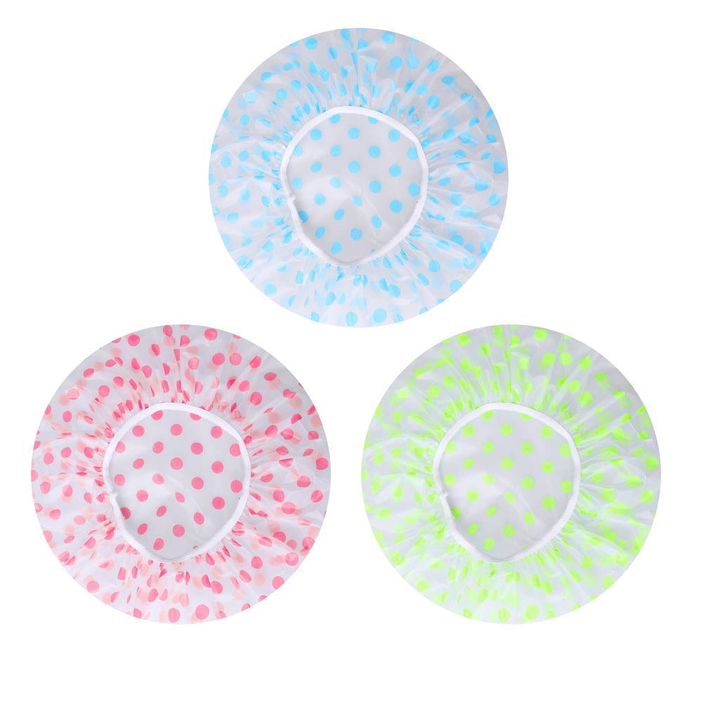 DME SALES Shower Cap, 3 Pcs Waterproof Reusable Shower Caps Bath Hair Hat for Women Men Kids (Multicolor)-image-27