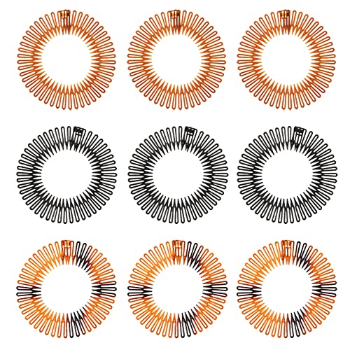9 Stücke Voll Kreisförmig Stretch Kamm Zickzack Haarreif Comb Headband Stretch Haarkamm Voll Kreisförmig Kunststoff Haarband für Make Up Zahn Stirnband Haarbandhalter Für Frauen Mädchen Cover