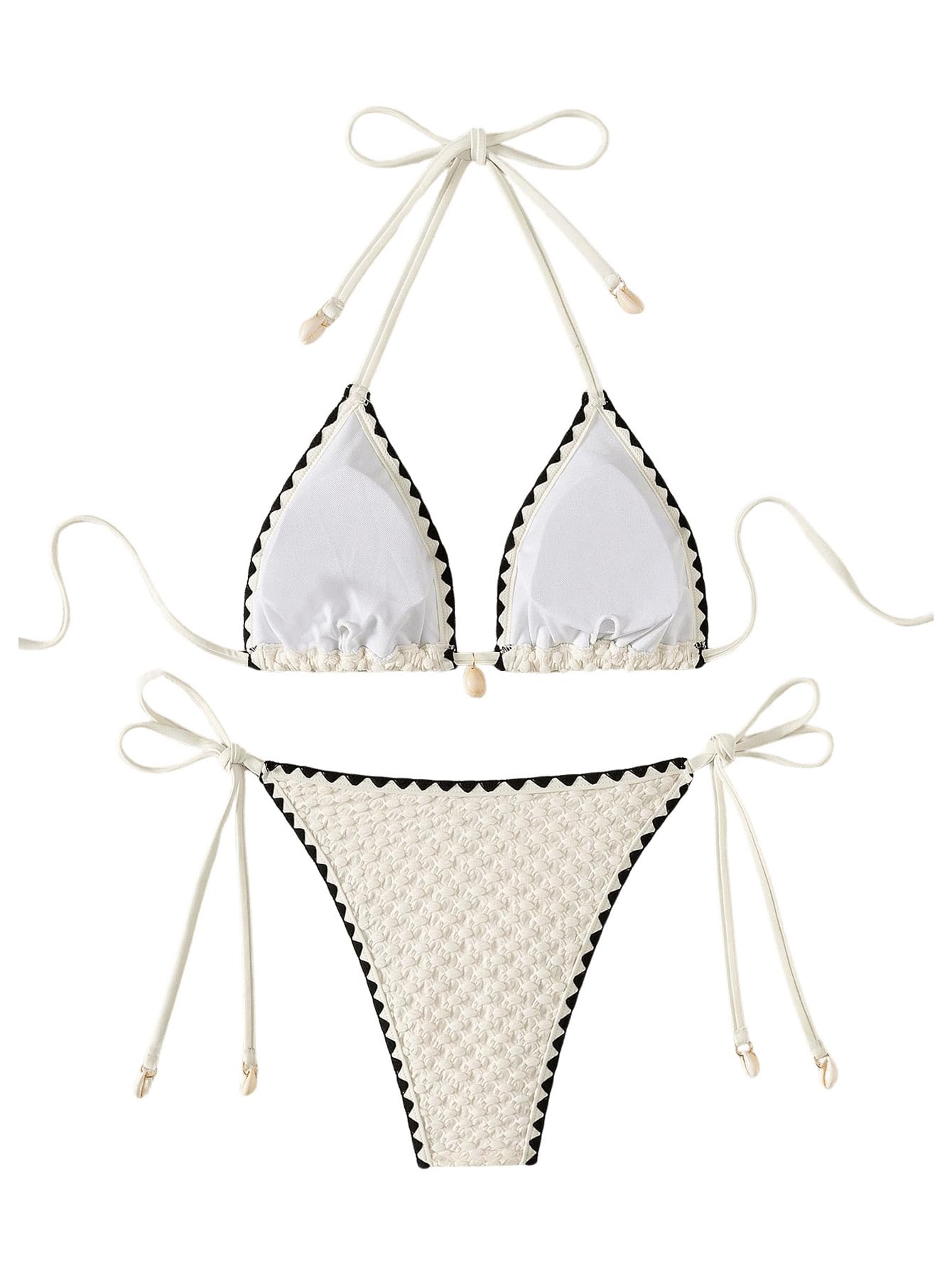 GORGLITTER Damen Neckholder Bikini Sets 2 Piece Swimsuits Triangel Bikinis | Bikini Damen Set, Neckholder Bikini, Farbblock Bademode, Triangel Bikinitop Und Tanga, Strand Outfits