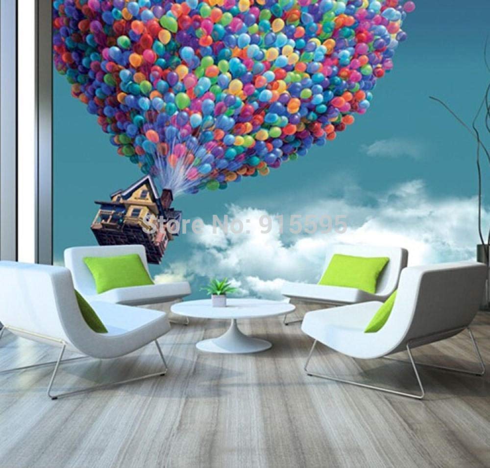 Papier peint personnalisé 3D montgolfière bleu ciel pour mur salon
