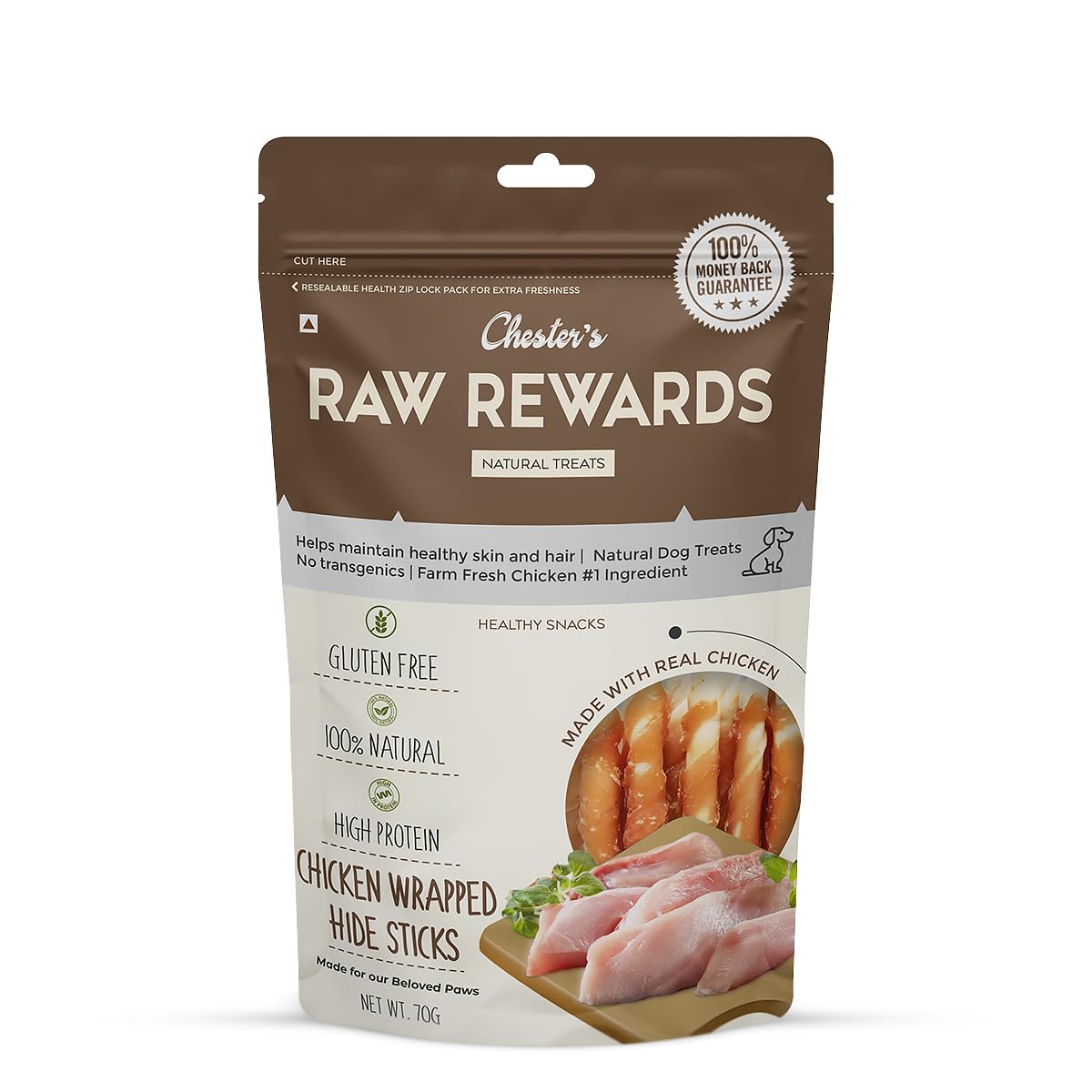 Chicken Wrapped Hide Sticks Dog Treats For Training-Natural & Nutritional Treat With Easy To Digest-70 Grm-(Pack Of 1) For All Life Stages