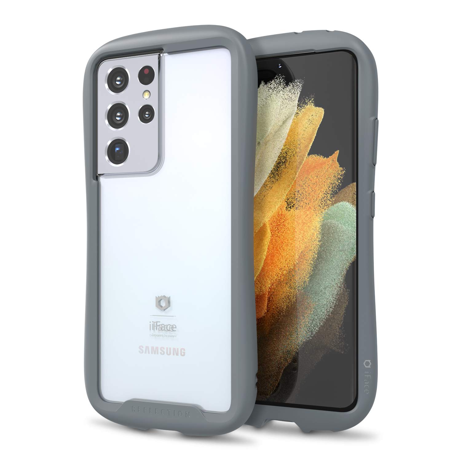 iFaceReflection Series Case for Samsung Galaxy S21 Ultra – Cute Dual Layer [TPU + 9H Tempered Glass] Hybrid Shockproof Protective Cover [Drop d] [Wireless Charging Compatible] - Gray