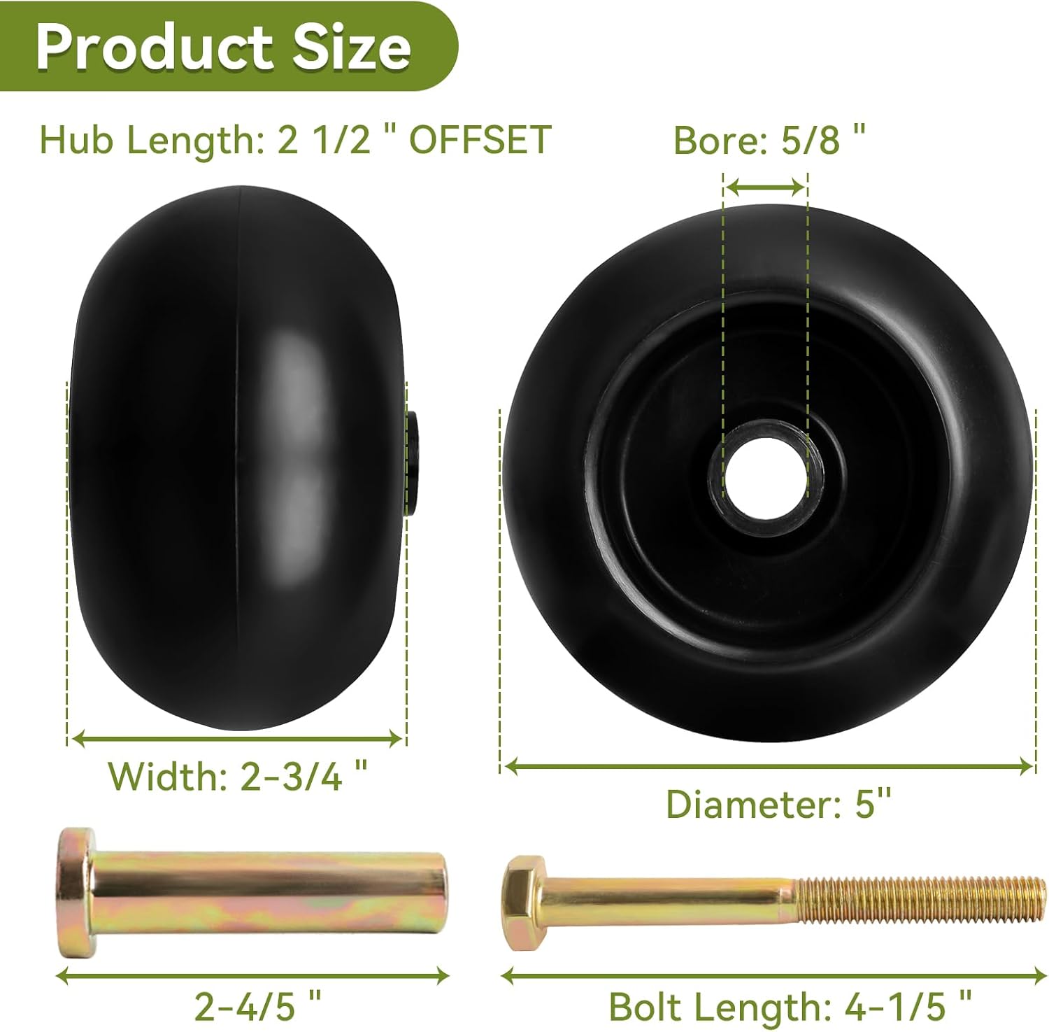022-5234-98 Mower Anti Scalp Deck Wheel Kit with Bolt Replaces Bad Boy 022-1000-00 Exmark 103-3168 103-4051 103-7263 1-603299, Compatible with Kubota BX Series Tractor Mower Decks, 6 Pack
