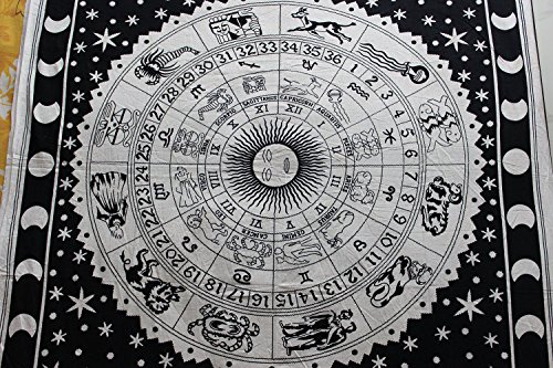 Handicrunch Wall Hanging Bizarre Zodiac Sign Indian Tapestry 80x 55, Astrol...