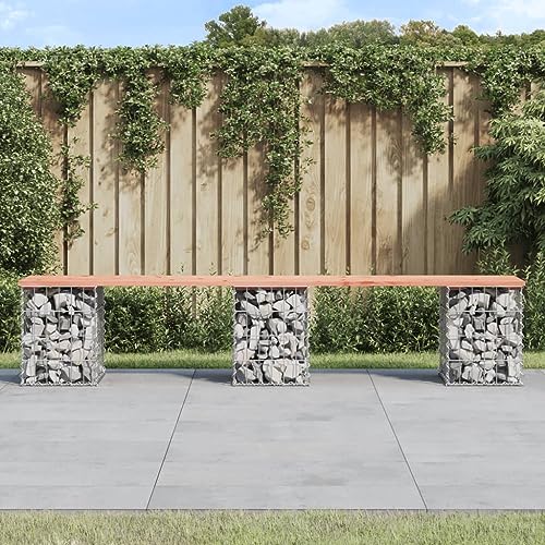 Vetnasa Banco jardín diseño gaviones Madera Abeto Douglas 203x31x42 cm Mobiliario, Muebles de jardín, Asientos de Exterior, Bancos de jardín Marrón 14,07 KG